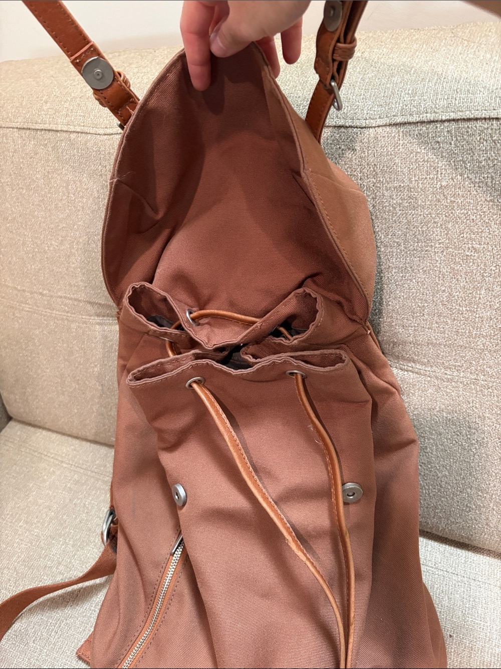Matt & Nat Rust/Terracotta Canvas Drawstring Backpack - Picture 5 of 6